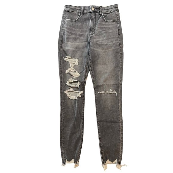 American Eagle Outfitters Denim - NWT AMERICAN EAGLE Super Stretch Hi-Rise Jegging 6R Gray Ripped #629846